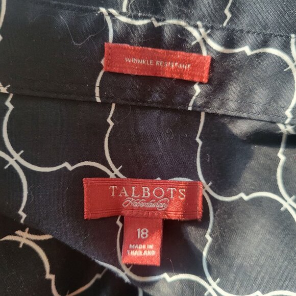 Talbots Womens Wrinkle Resistant Button-Up Shirt Black & White Size 18 - Picture 3 of 4